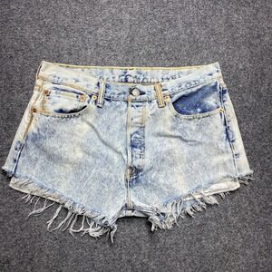Levis Cut Off Shorts Women 33 Blue 501 Jorts Distressed Daisy Duke Booty Biker